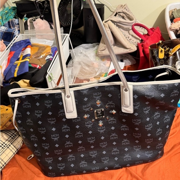 MCM Handbags - MCM Black and Gray Women's Tote Neverfull Bag